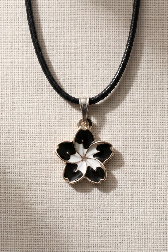 Gold and Black Frangipani Flower Necklace