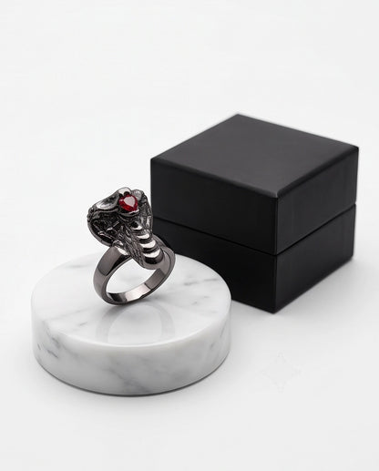 Ruby-Set Sculpted Cobra Ring