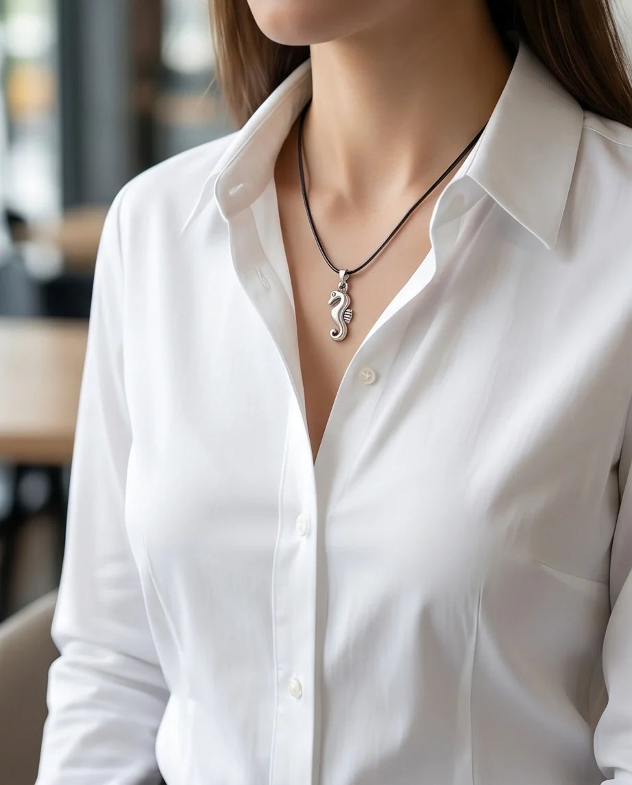 Silver Seahorse Pendant Necklace