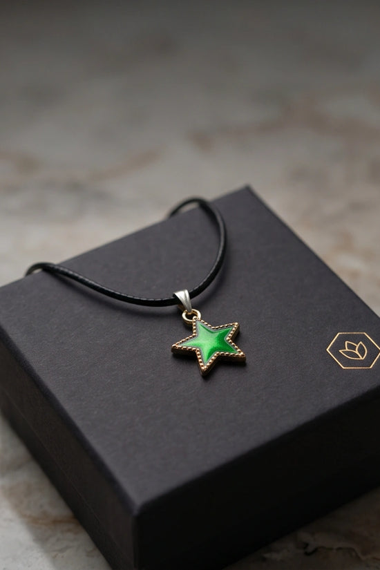 Gold and Green Star Pendant Necklace