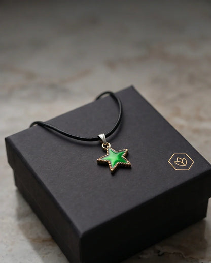 Gold and Green Star Pendant Necklace