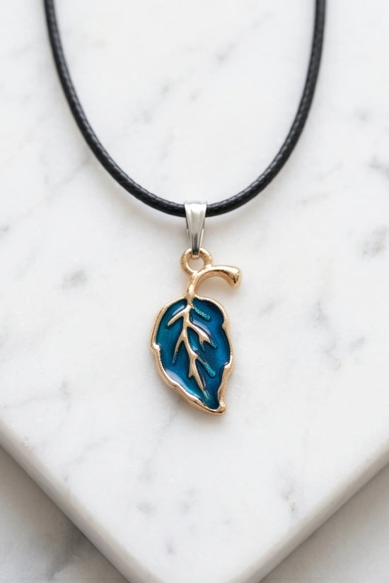 Cyan Leaf Botanical Pendant