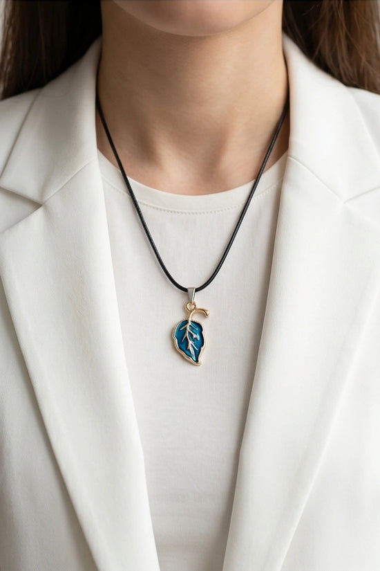 Cyan Leaf Botanical Pendant