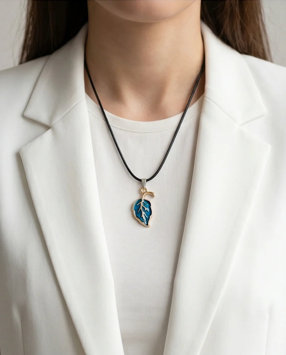 Cyan Leaf Botanical Pendant