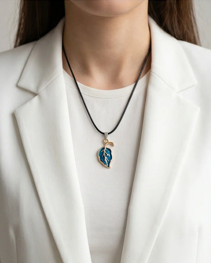 Cyan Leaf Botanical Pendant