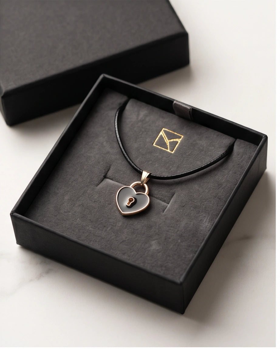 Gold Heart Padlock Pendant Necklace