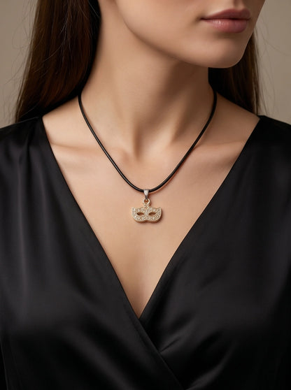 Gold Masquerade Mask Pendant Necklace