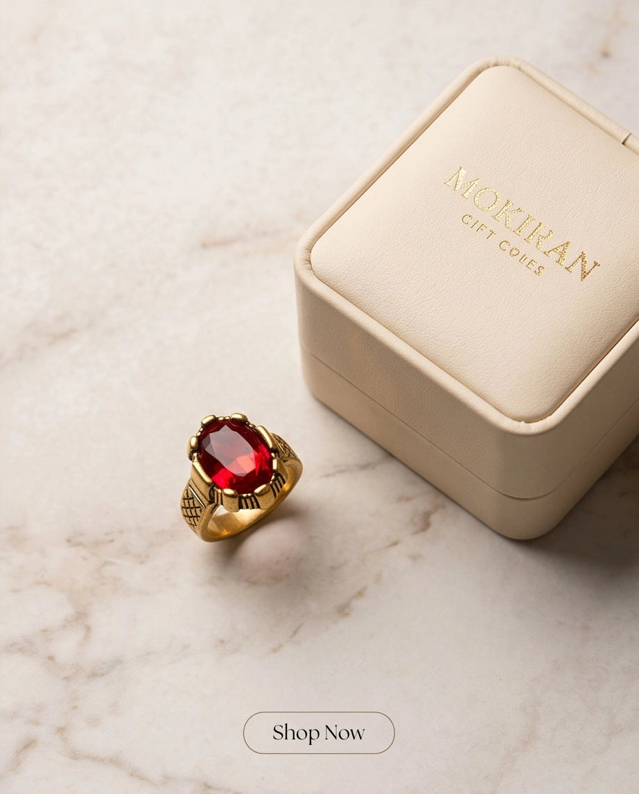 Antique Gold Oval Ruby Crown Signet Ring