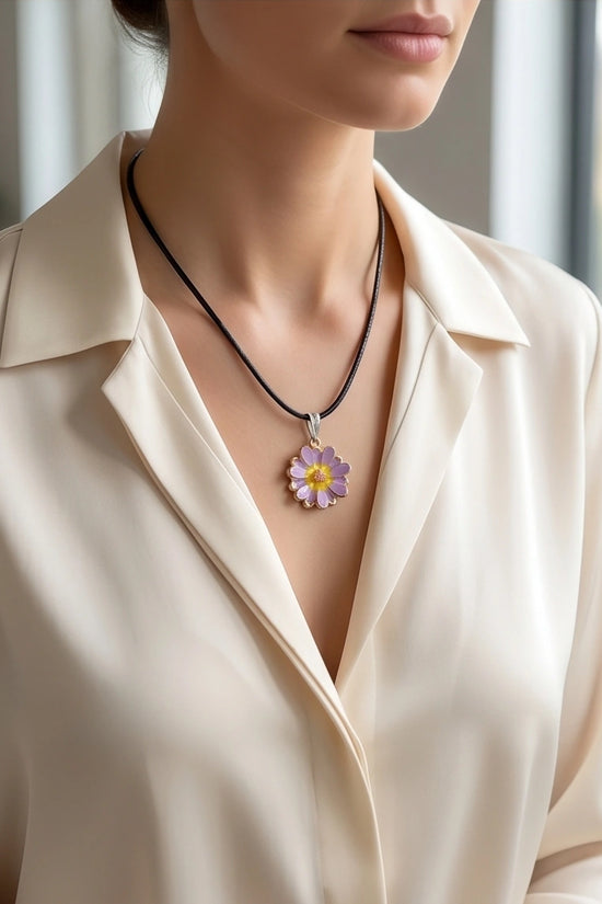 Pastel Lavender Daisy Pendant