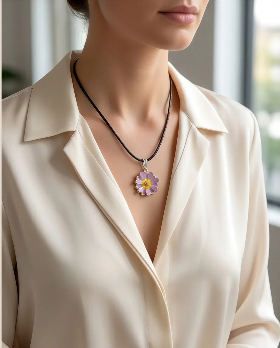 Pastel Lavender Daisy Pendant