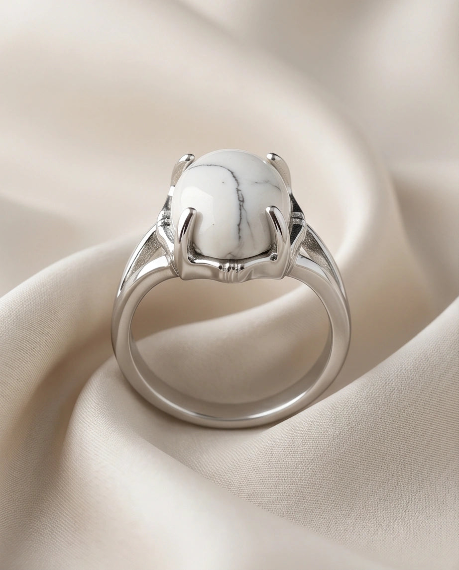 White Canyon Howlite Statement Ring