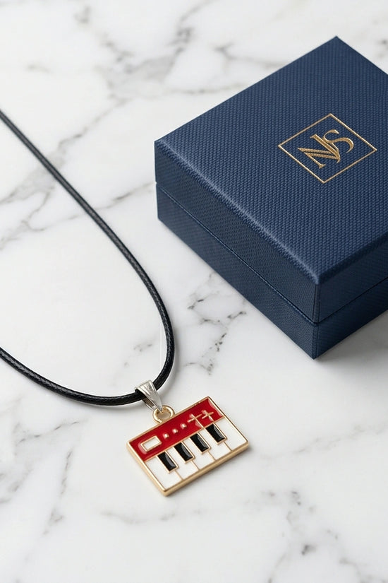 Gold and Red Synthesizer Keyboard Necklace
