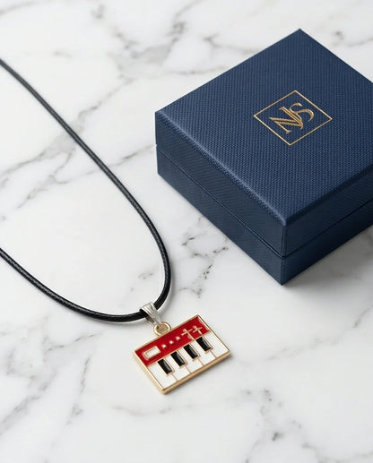 Gold and Red Synthesizer Keyboard Necklace