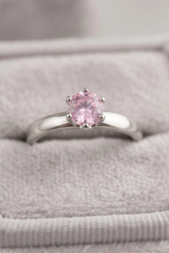 Sterling Silver Classic Round-Cut Pink Sapphire Solitaire Ring
