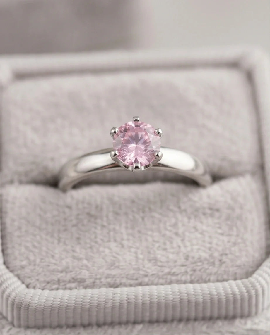 Sterling Silver Classic Round-Cut Pink Sapphire Solitaire Ring