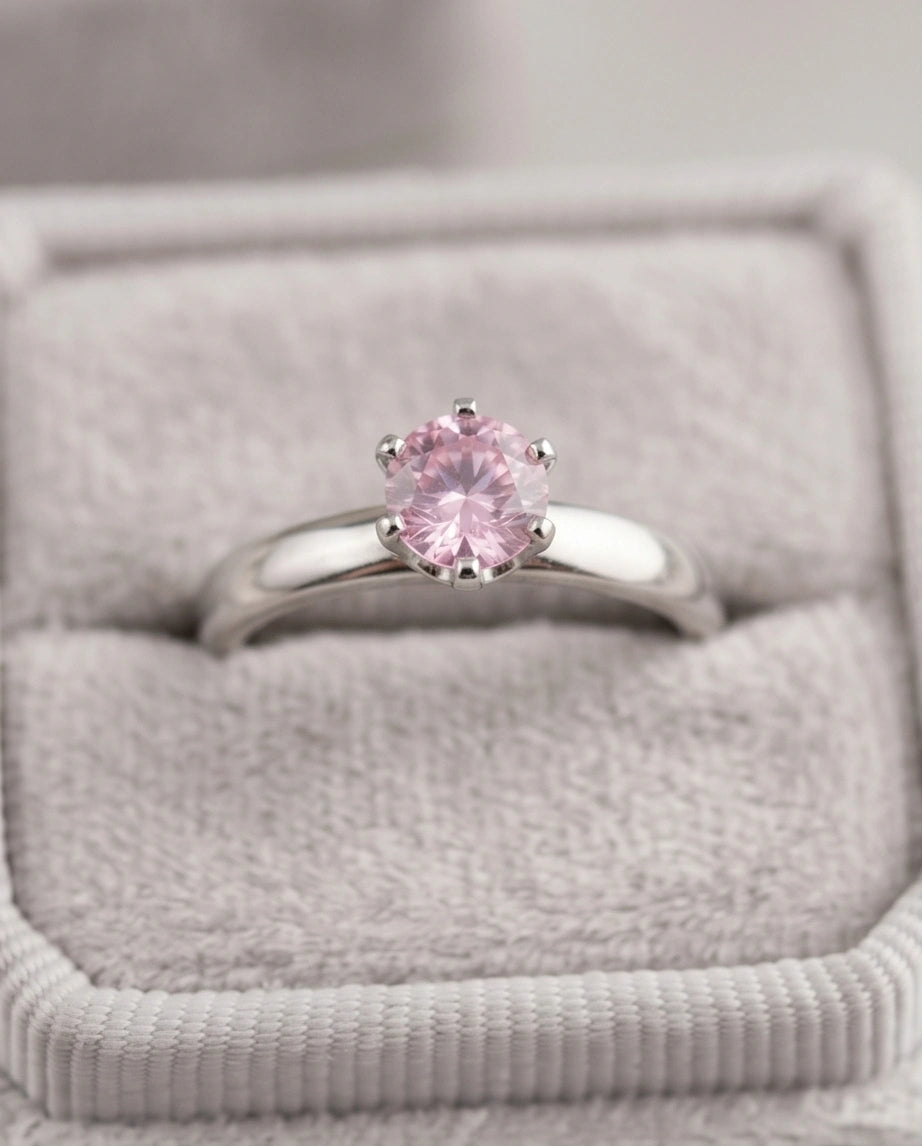 Sterling Silver Classic Round-Cut Pink Sapphire Solitaire Ring