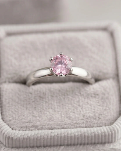 Sterling Silver Classic Round-Cut Pink Sapphire Solitaire Ring