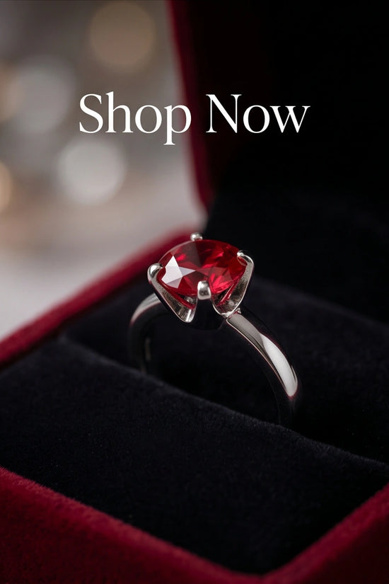 Sterling Silver Round-Cut Red Ruby Solitaire Ring