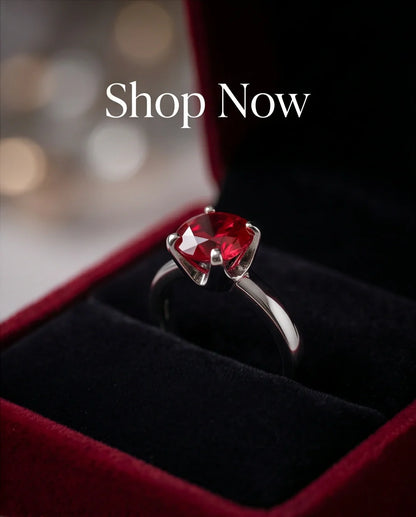 Sterling Silver Round-Cut Red Ruby Solitaire Ring