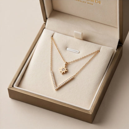 Gold Layered Star & V-Bar Necklace