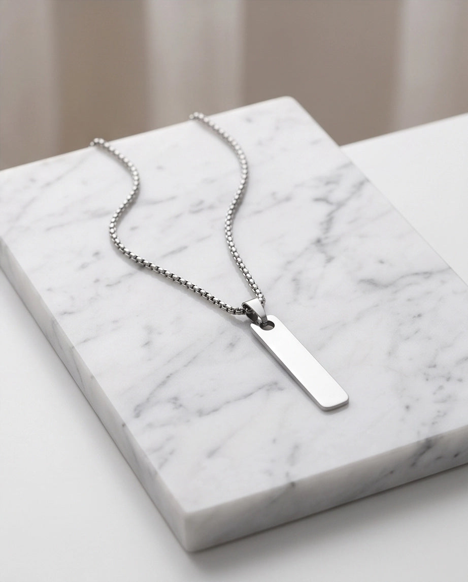 Silver Minimalist Bar Pendant Necklace