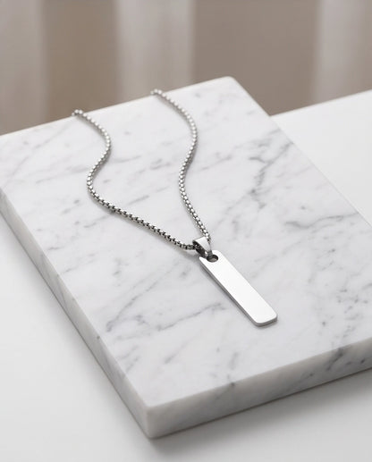Silver Minimalist Bar Pendant Necklace