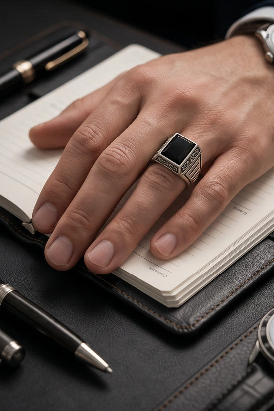 Imperial Onyx Horizon Signet Ring