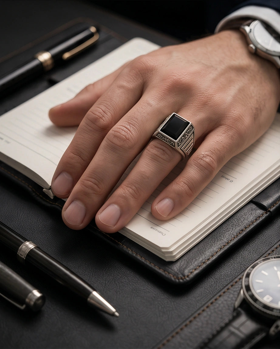 Imperial Onyx Horizon Signet Ring