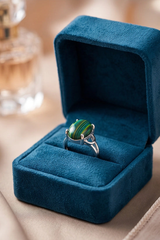 Verdant Aurora Malachite Statement Ring
