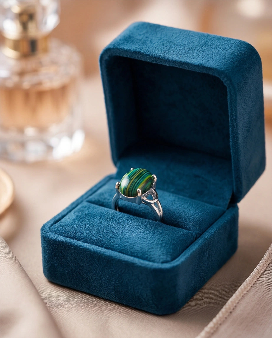 Verdant Aurora Malachite Statement Ring