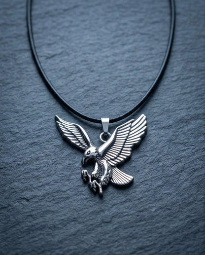 Soaring Silver Eagle Cord Necklace