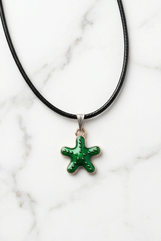 Gold and Green Starfish Pendant Necklace