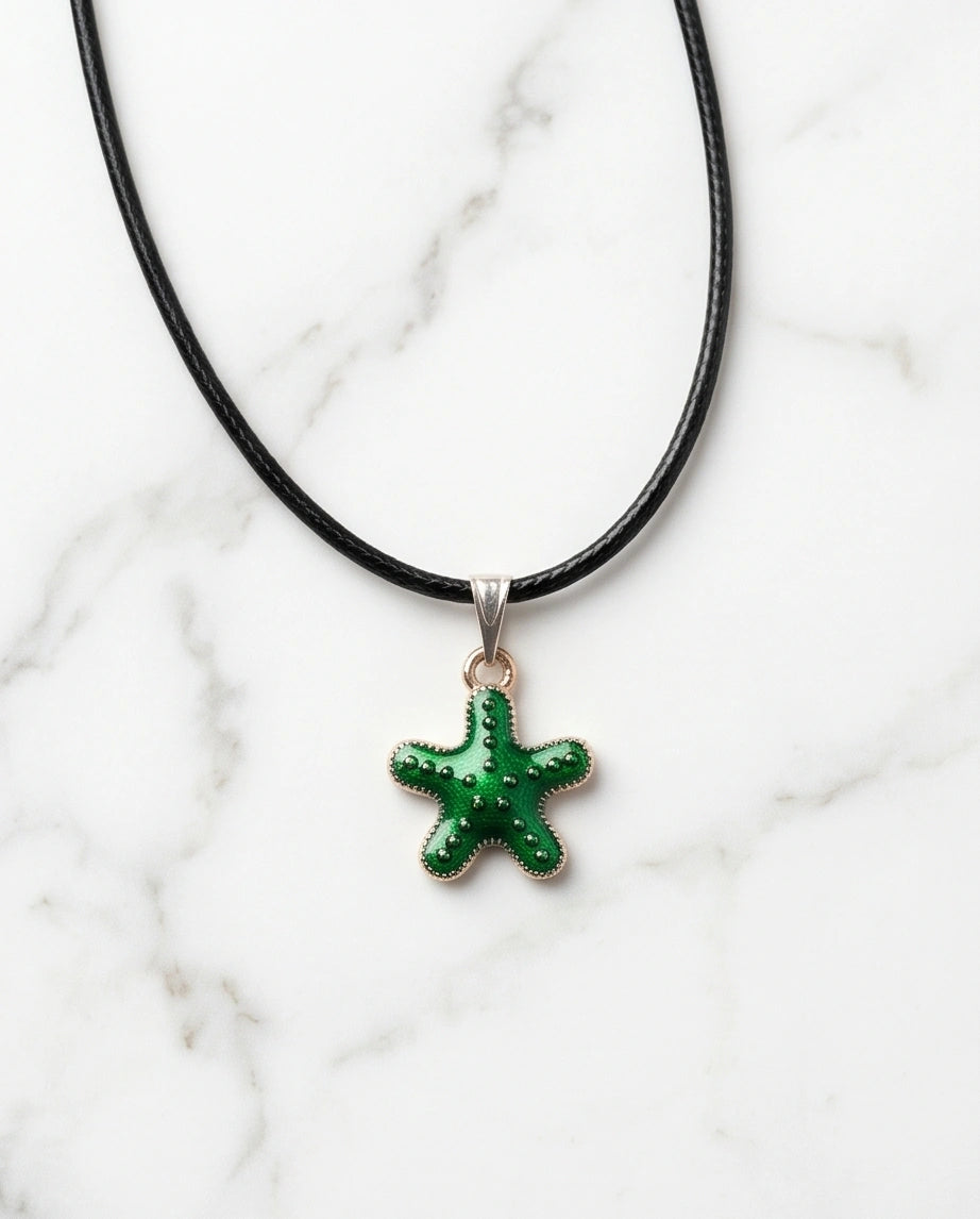 Gold and Green Starfish Pendant Necklace