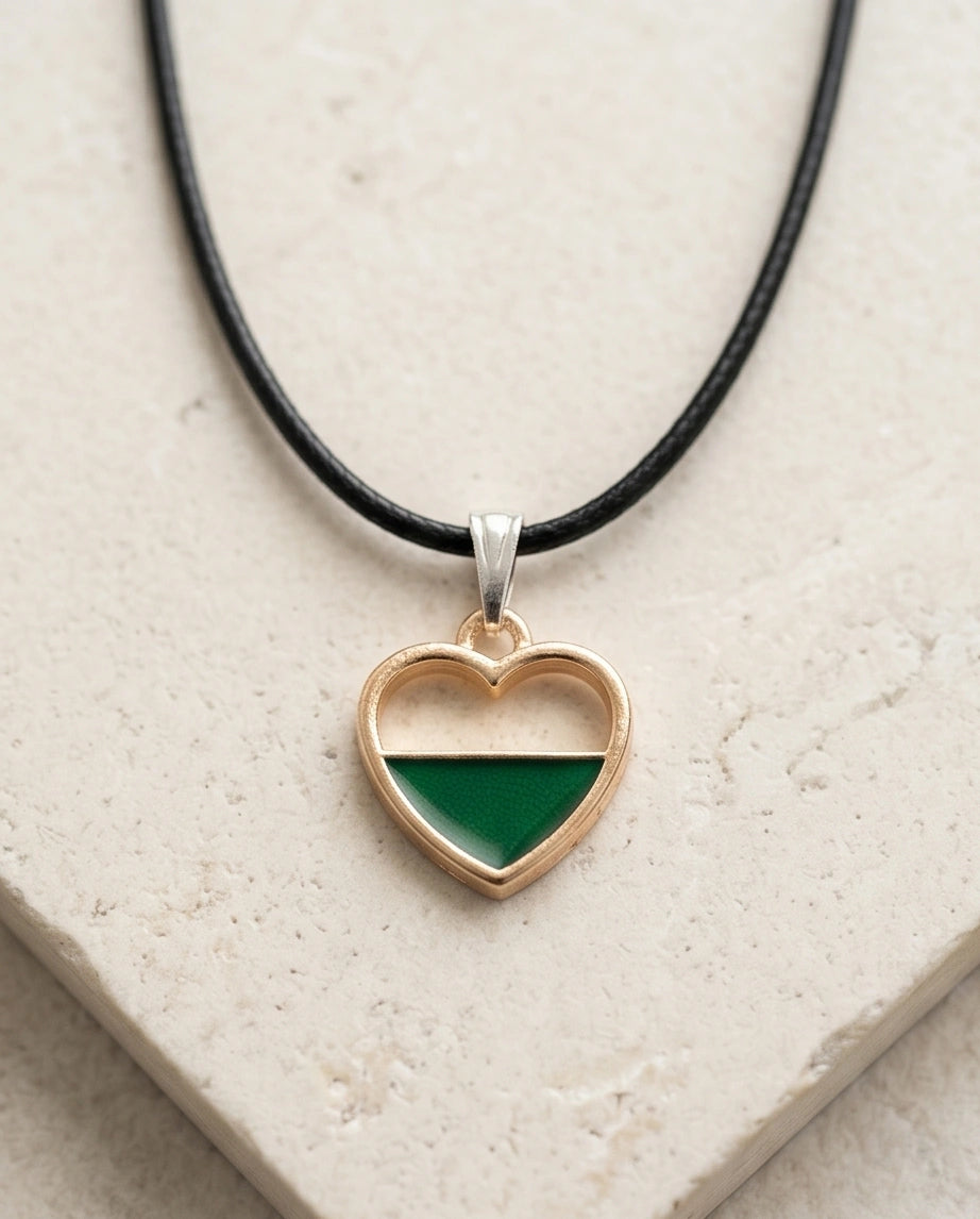 Gold and Green Geometric Heart Necklace