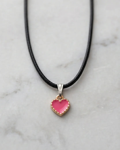 Gold and Pink Beaded Heart Necklace