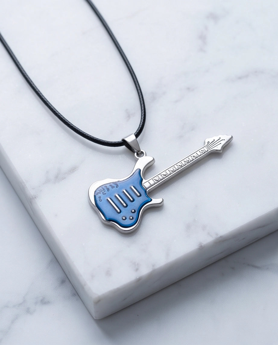 Blue and Silver Electric Guitar Cord Necklace