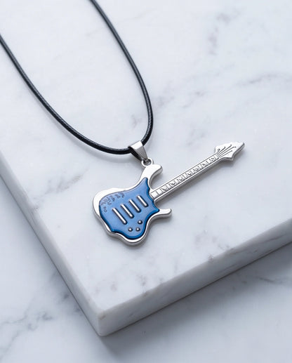 Blue and Silver Electric Guitar Cord Necklace