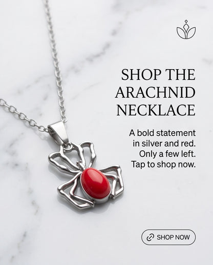 Silver Spider Red Gemstone Pendant Necklace