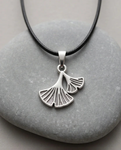 Silver Ginkgo Leaf Pendant Necklace