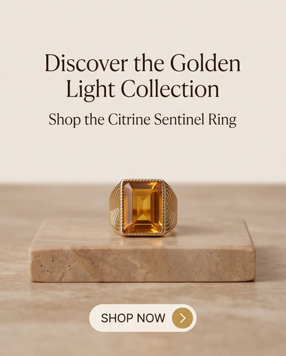 Citrine Emerald-Cut Beaded Signet Ring