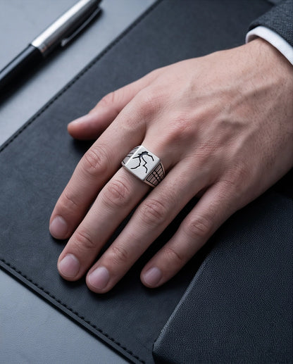 Minimalist Lightning Bolt Signet Ring