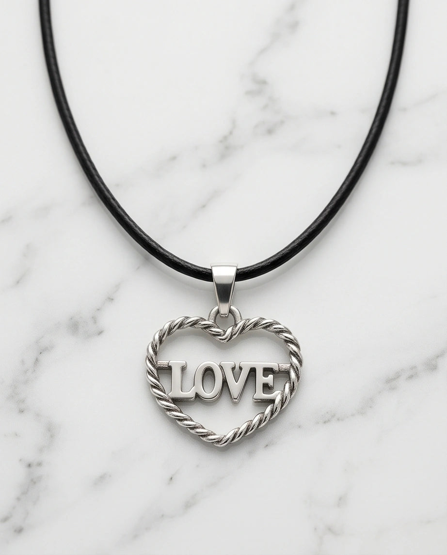 The Sweet Bond: Twisted Heart "LOVE" Pendant Necklace