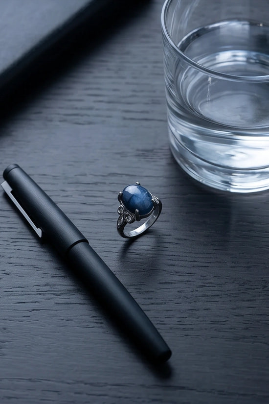 Midnight Azure Tiger's Eye Filigree Ring