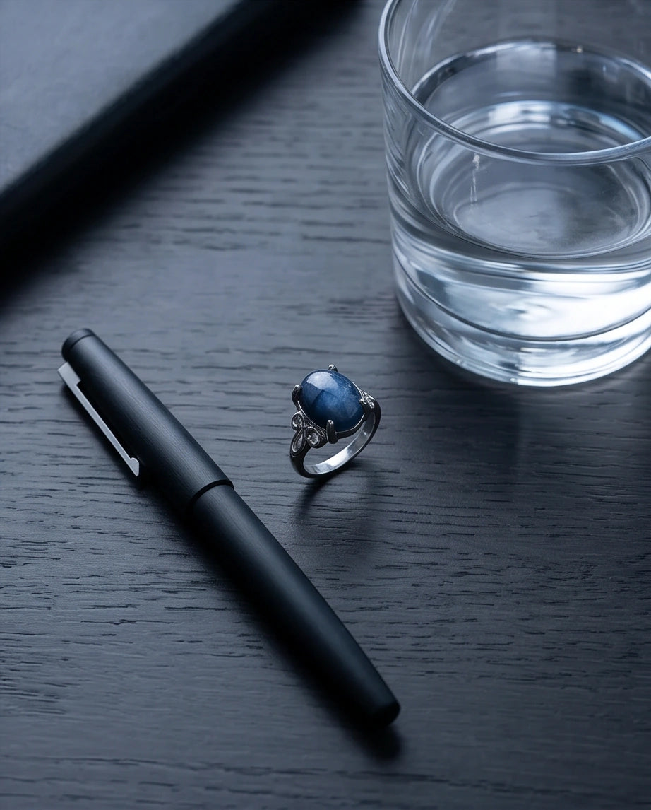 Midnight Azure Tiger's Eye Filigree Ring