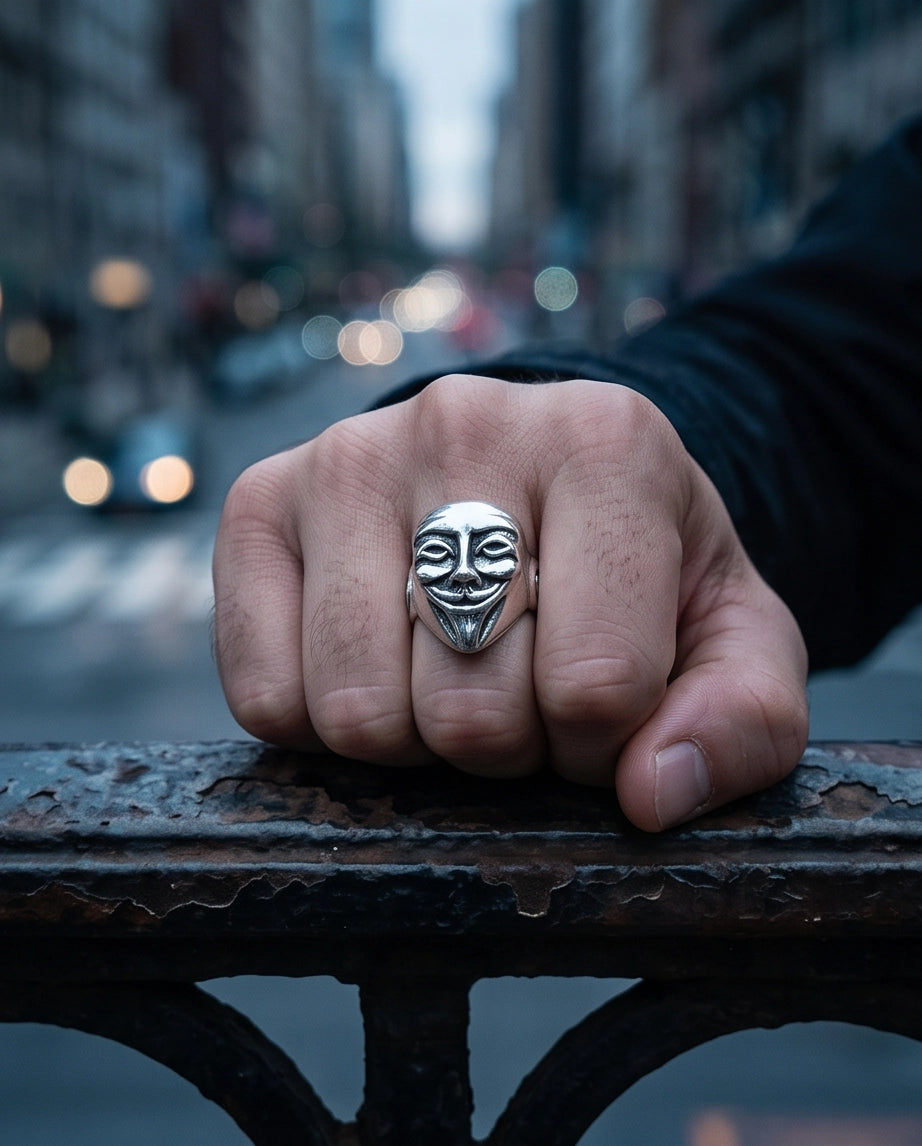 Guy Fawkes Mask Sculpted Ring