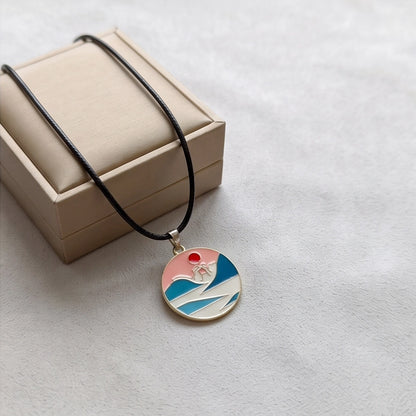 Sunset Wave Medallion Cord Necklace