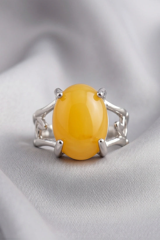 Golden Honey Leaf Statement Ring