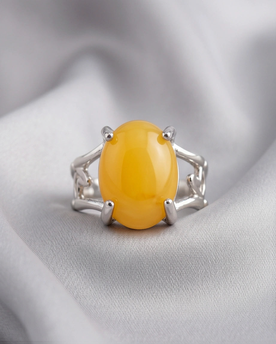 Golden Honey Leaf Statement Ring