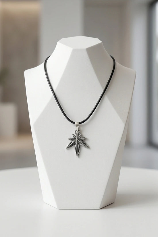 Silver Palm Leaf Pendant Necklace