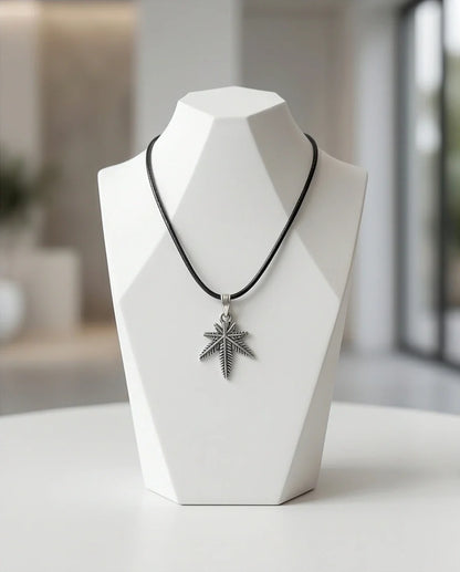 Silver Palm Leaf Pendant Necklace